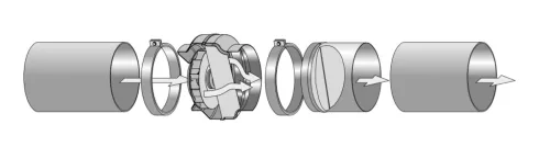 Line-Metal 150 A Duct Fan 29W 337 m³/h IPX4 max 60°C with wall bracket
