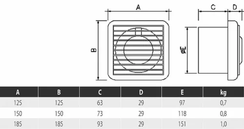 JET 5/12G fan with backdraft damper d=120