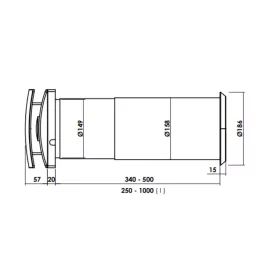   DYREC DUO 150 Telescopic Pipe, adjustable 250–1000 mm, d=158 mm