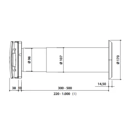   DYREC DUO 100 Telescopic Pipe, adjustable 220–1000 mm, d=107 mm