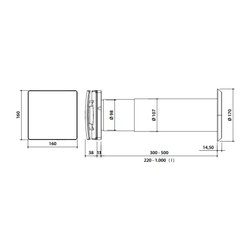 DYREC DUO PLUS 100 RC Heat Recovery Unit with remote control, 12/30/40 m³/h, d=107 mm