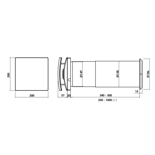 DYREC DUO 150 MHY Heat Recovery Unit, 35/50/70 m³/h, 24-hour operation, timer, intelligent humidity control, d=158 mm