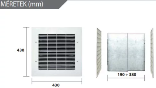 BUILT-IN 9" Recessed wall axial fan, reversible, automatic shutter, 740/480 m³/h, 46W, IPX4, ErP