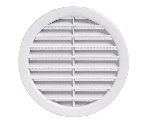 Plastic recessed round grille d=100 mm with mesh (pipe 95)