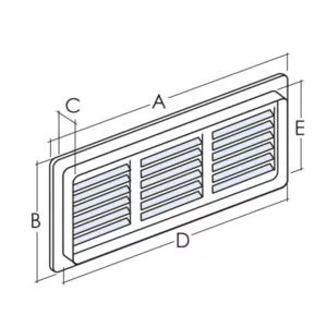 Plastic double grille 453×90 mm white (inner size 430×70)