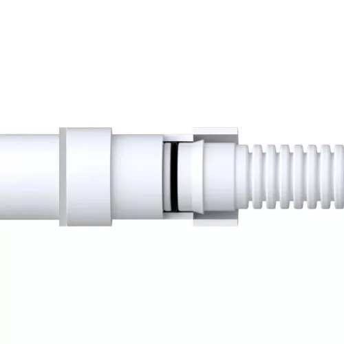 Merev-flexibilis csőcsatlakozó idom pvc 20/25mm, fehér színű