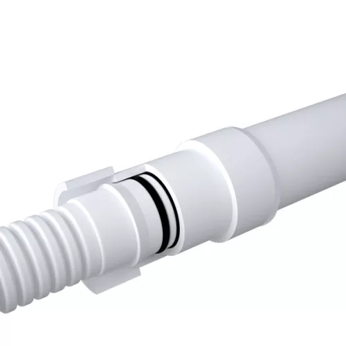 Merev-flexibilis csőcsatlakozó idom pvc 20/25mm, fehér színű