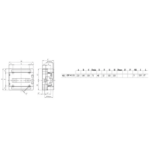 Falon kívüli Kiselosztó 4 (1X4) modulos IP65 sín nélkül GW40101
