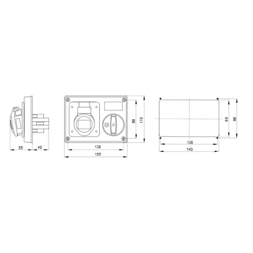 Reteszelt Vízszintes Csatlakozó Aljzat 3P+T 16A IP44 GW66108