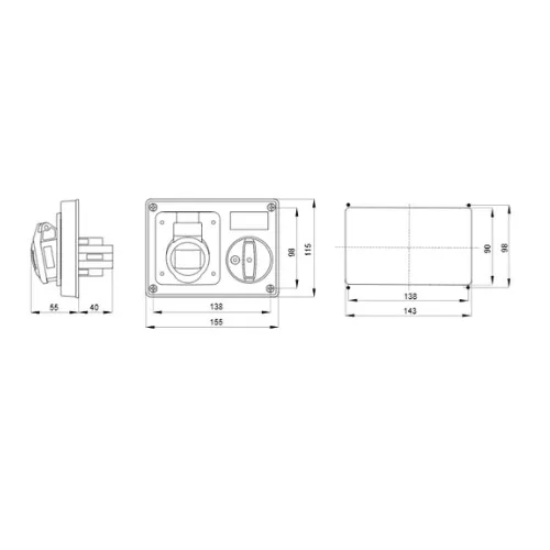 Reteszelt Vízszintes Csatlakozó Aljzat 3P+T 32A IP44 GW66119
